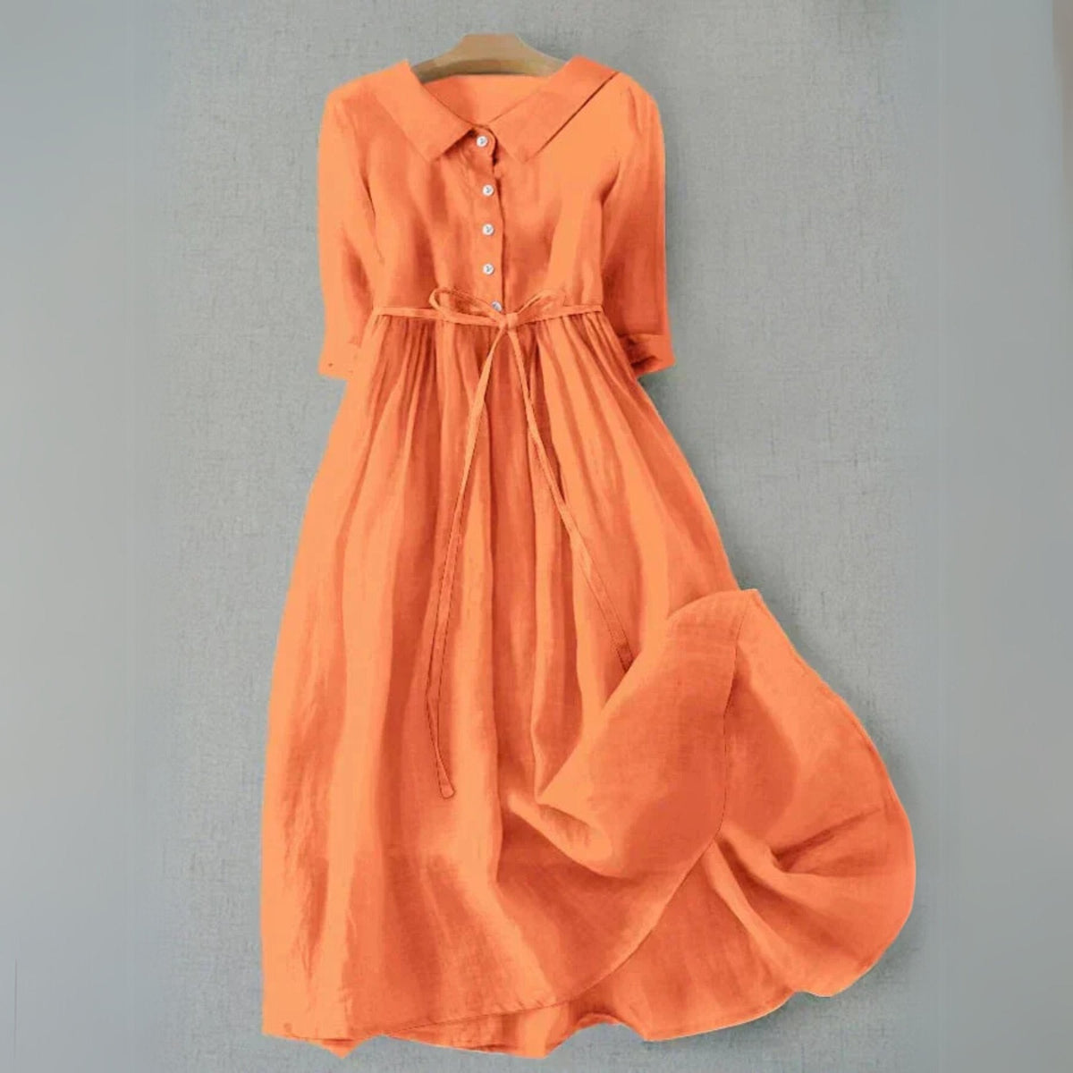 Women's Belted Shirt Dress with Button Front