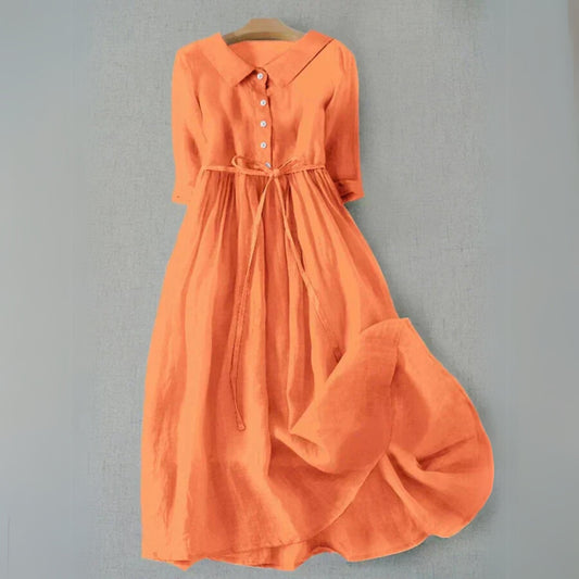 Women's Belted Shirt Dress with Button Front
