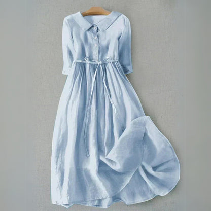 Women's Belted Shirt Dress with Button Front