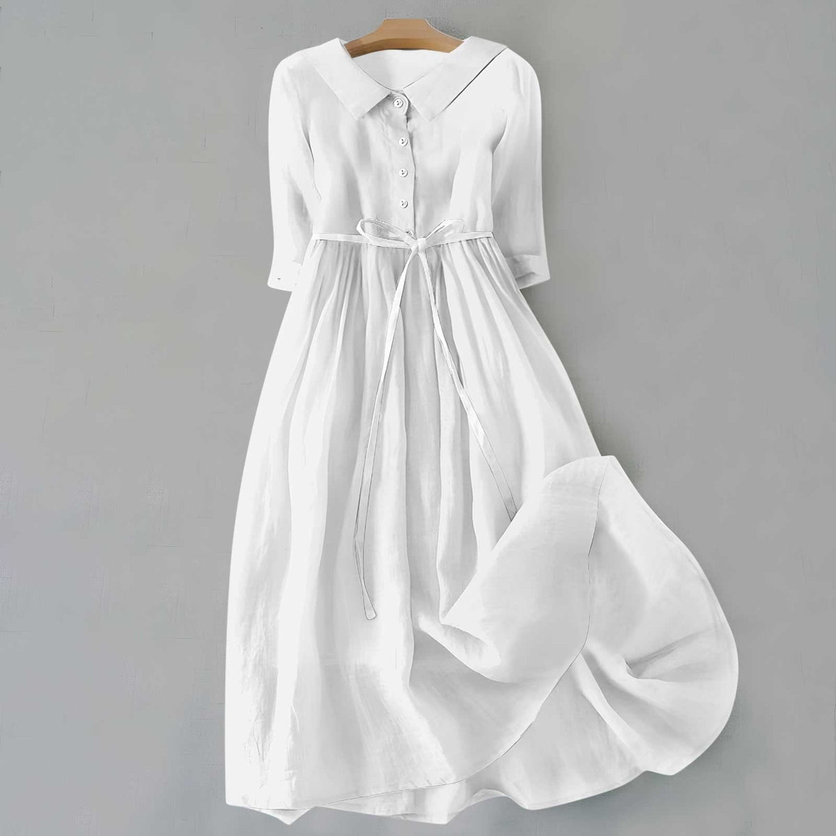 Women's Belted Shirt Dress with Button Front