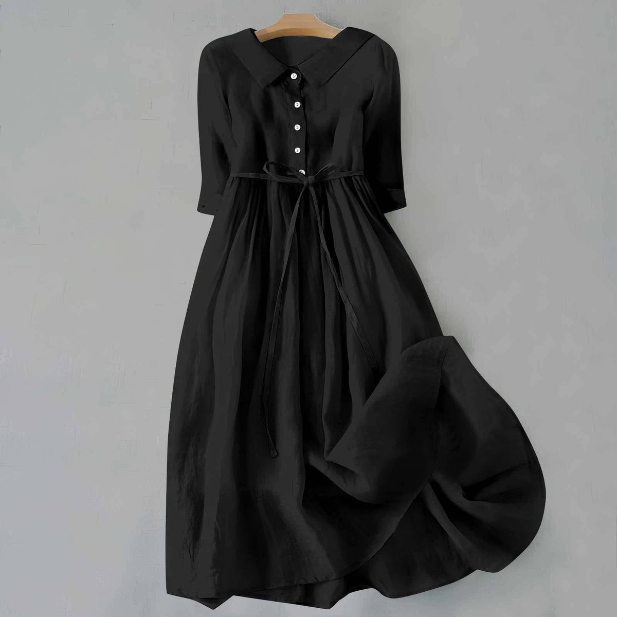 Women's Belted Shirt Dress with Button Front