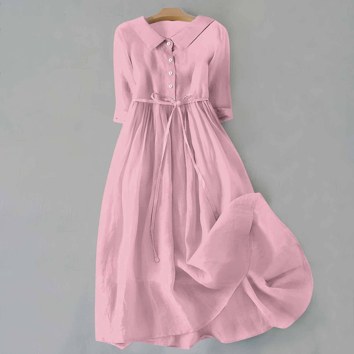 Women's Belted Shirt Dress with Button Front