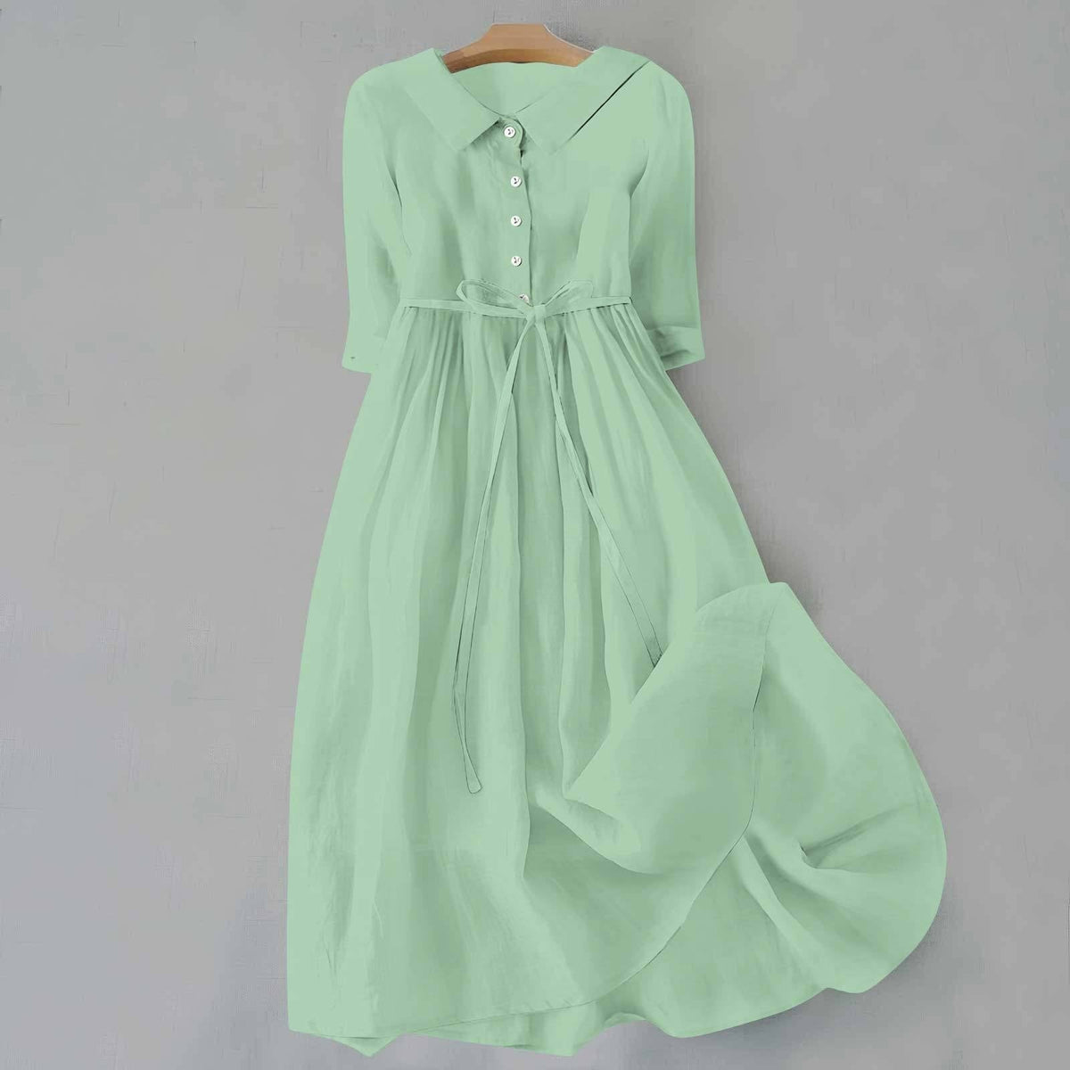 Women's Belted Shirt Dress with Button Front