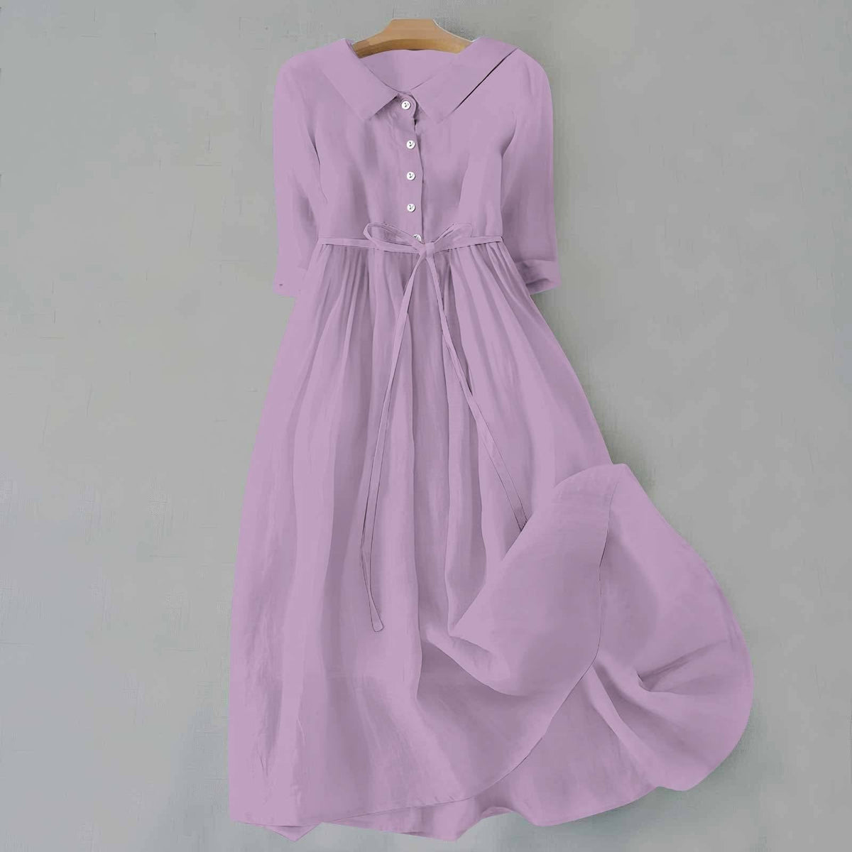 Women's Belted Shirt Dress with Button Front