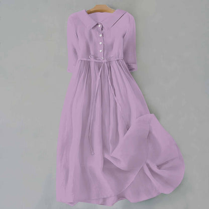 Women's Belted Shirt Dress with Button Front