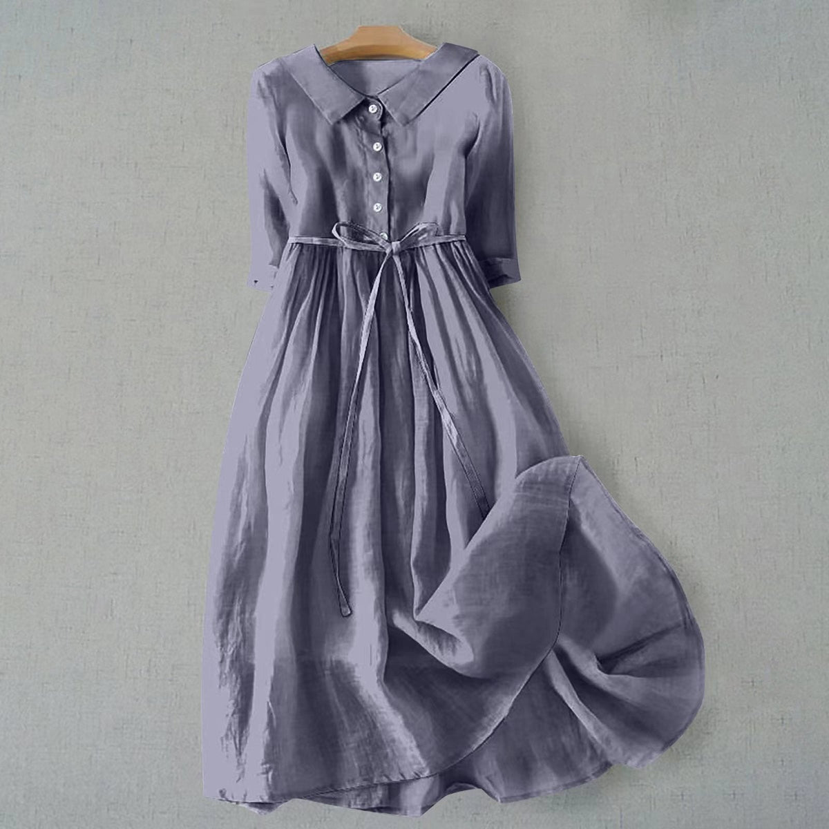Women's Belted Shirt Dress with Button Front