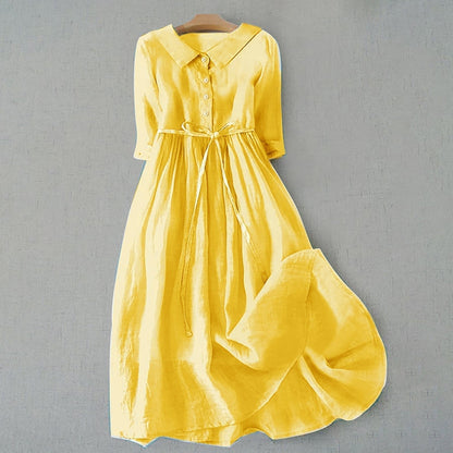 Women's Belted Shirt Dress with Button Front