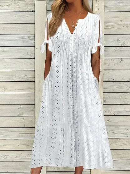 Women's Cotton Midi Dress with Relaxed Fit