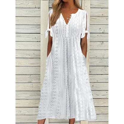 Women's Cotton Midi Dress with Relaxed Fit