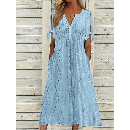 Women's Cotton Midi Dress with Relaxed Fit