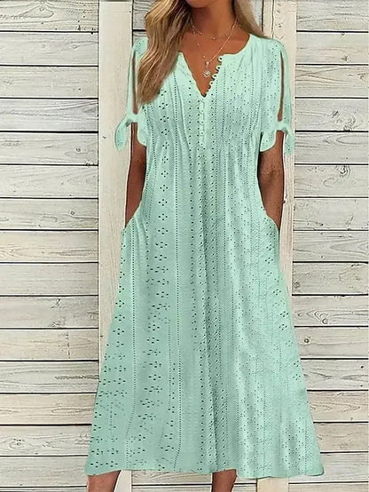 Women's Cotton Midi Dress with Relaxed Fit
