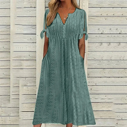 Women's Cotton Midi Dress with Relaxed Fit