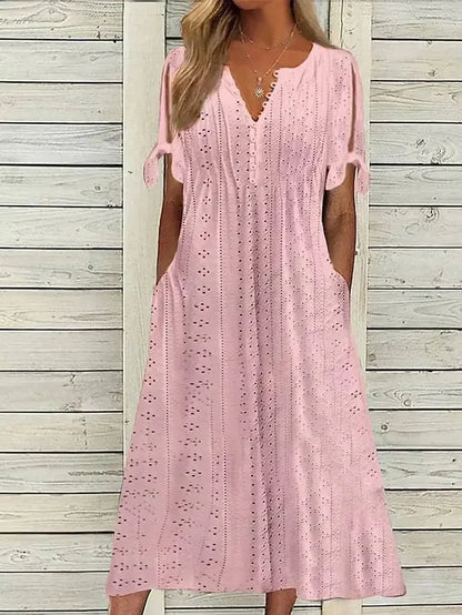 Women's Cotton Midi Dress with Relaxed Fit