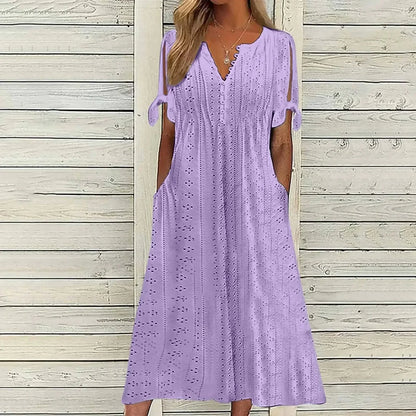 Women's Cotton Midi Dress with Relaxed Fit