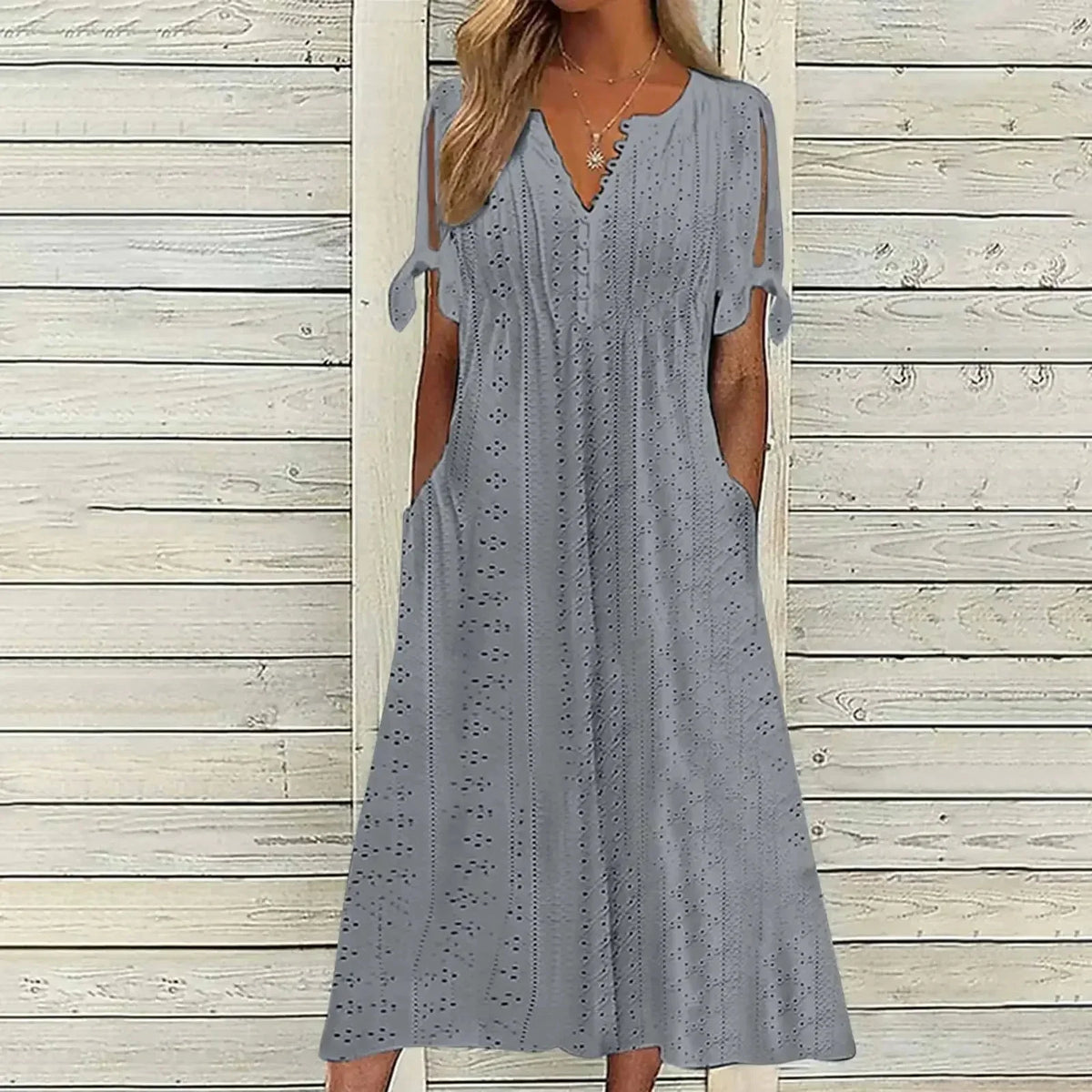 Women's Cotton Midi Dress with Relaxed Fit