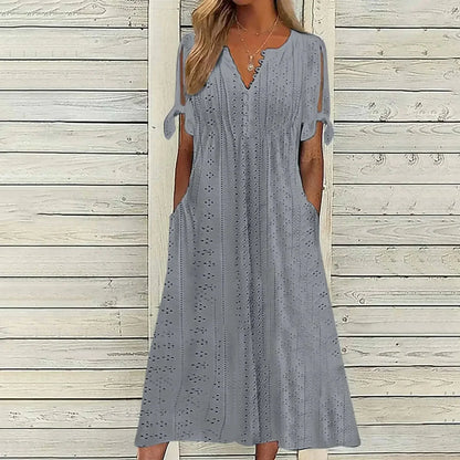 Women's Cotton Midi Dress with Relaxed Fit