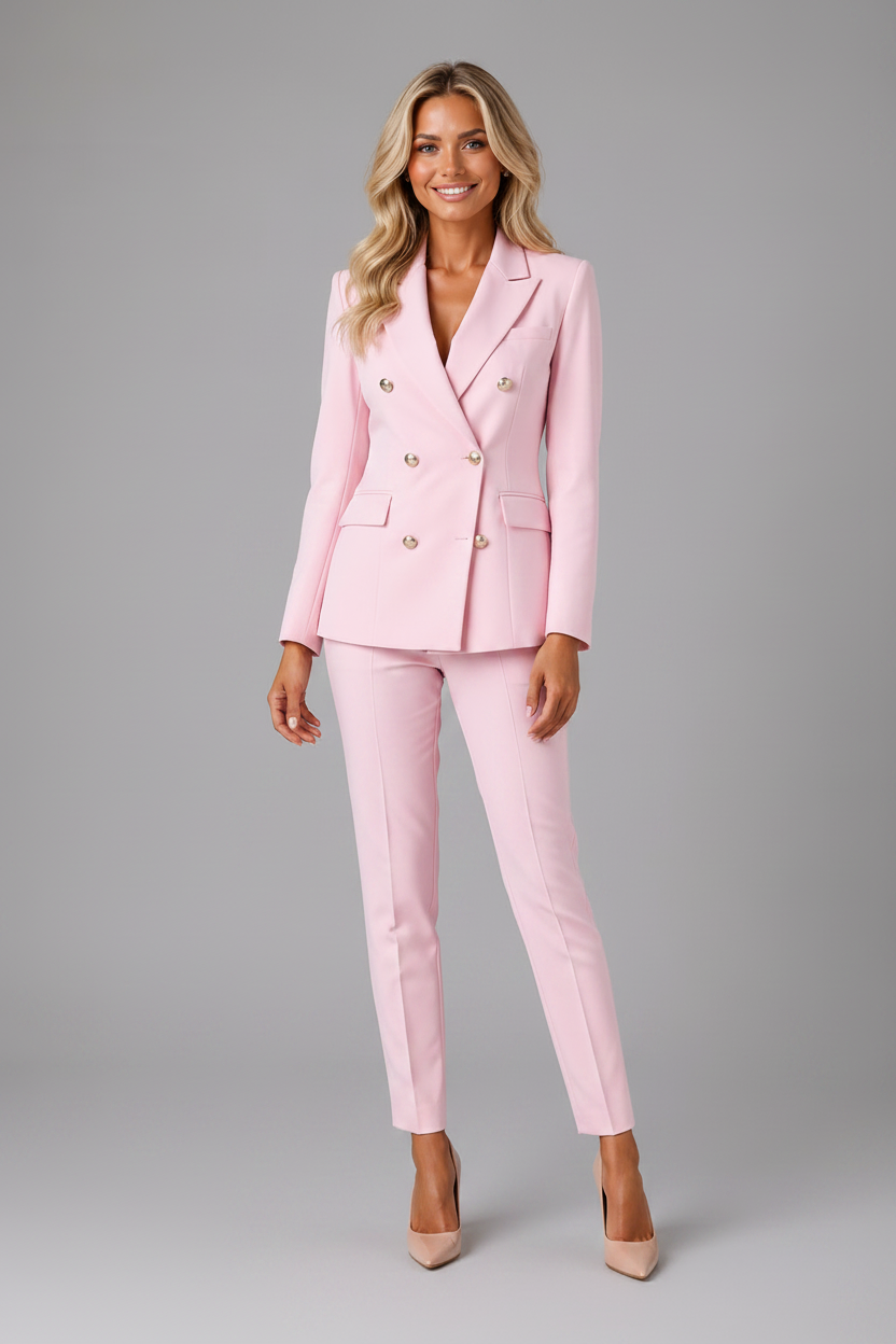 Women's Two-Piece Set with Double-Breasted Blazer
