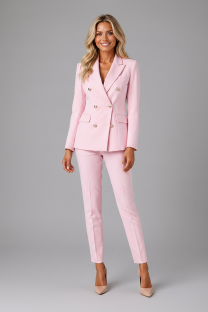 Women's Two-Piece Set with Double-Breasted Blazer