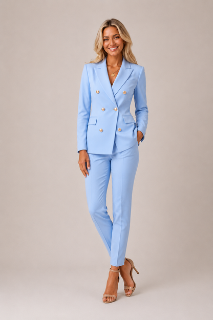 Women's Two-Piece Set with Double-Breasted Blazer
