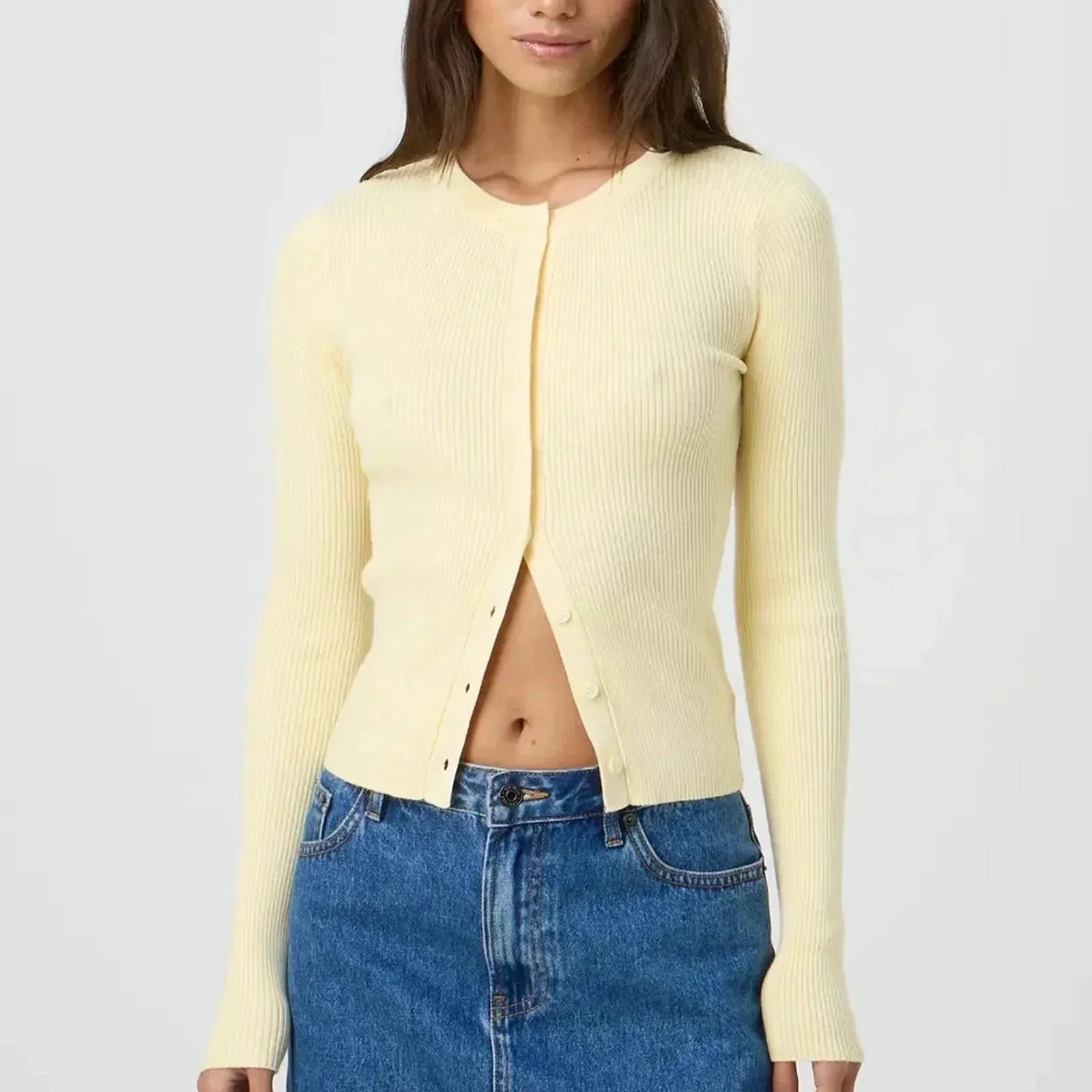 Women's Fitted Cardigan with Long Ribbed Sleeves - photo 1