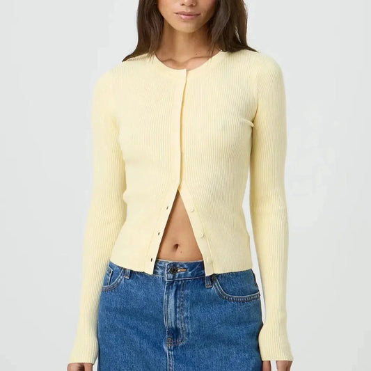 Women's Fitted Cardigan with Long Ribbed Sleeves - photo 1