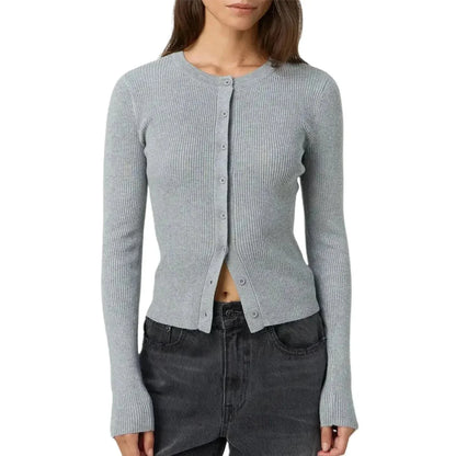 Women's Fitted Cardigan with Long Ribbed Sleeves - photo 2