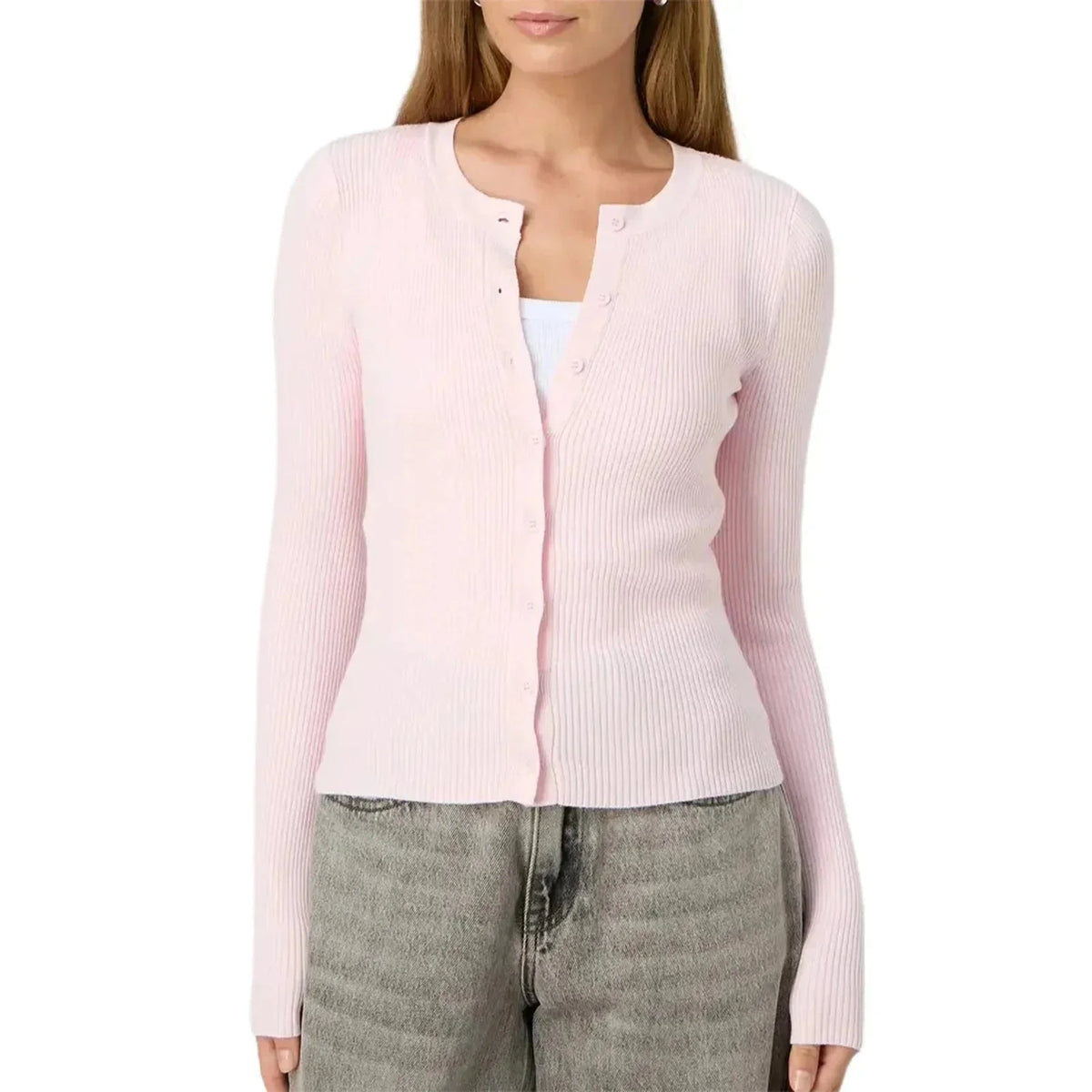 Women's Fitted Cardigan with Long Ribbed Sleeves - photo 3