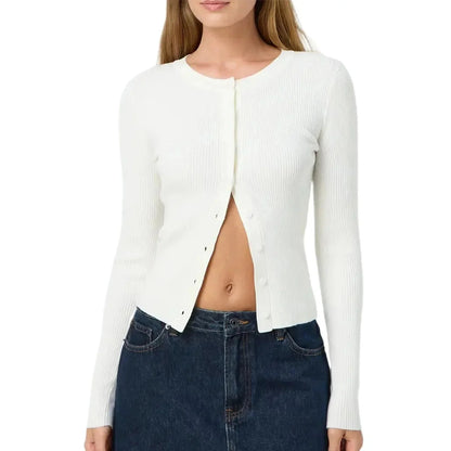 Women's Fitted Cardigan with Long Ribbed Sleeves - photo 4