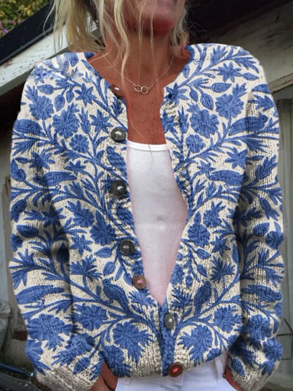 Women's Floral Embroidered Button-Front Knit Cardigan - photo 1