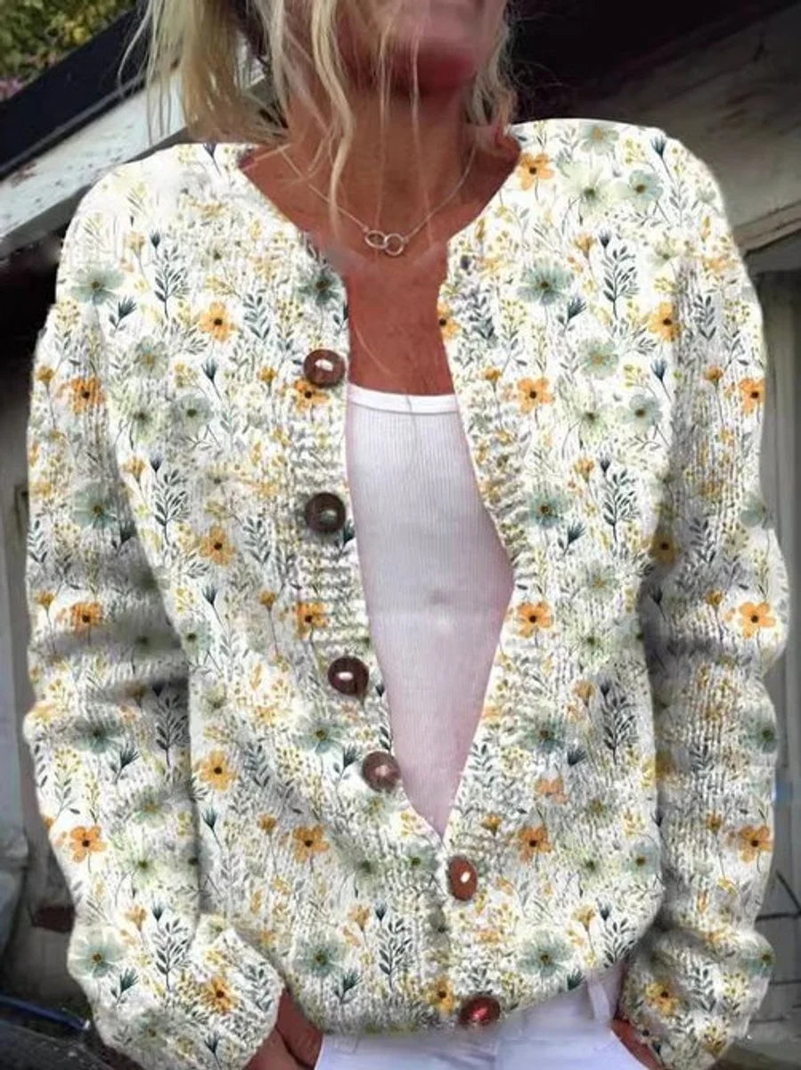 Women's Floral Embroidered Button-Front Knit Cardigan - photo 2