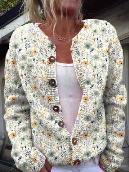 Women's Floral Embroidered Button-Front Knit Cardigan - photo 2