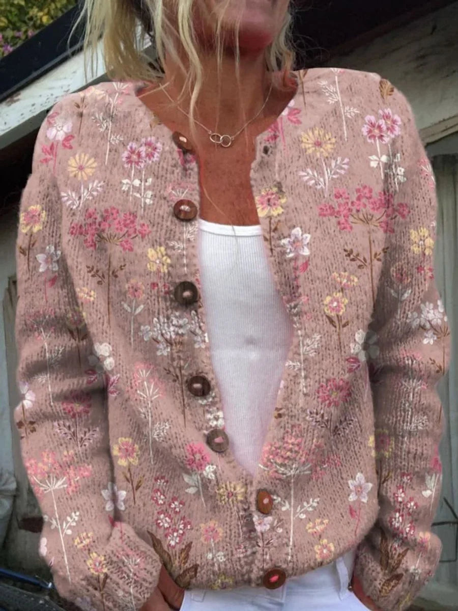 Women's Floral Embroidered Button-Front Knit Cardigan - photo 3