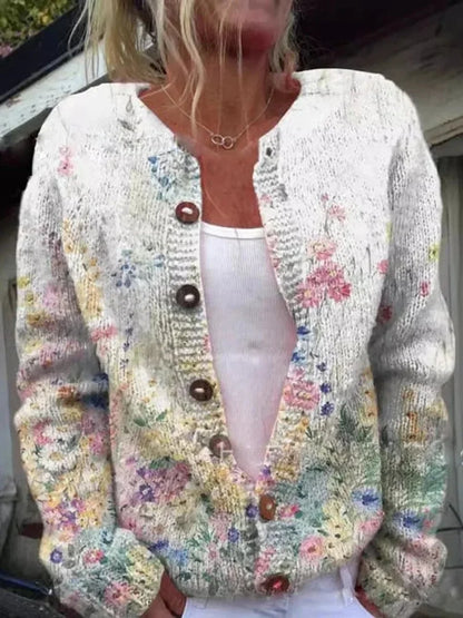Women's Floral Embroidered Button-Front Knit Cardigan - photo 4