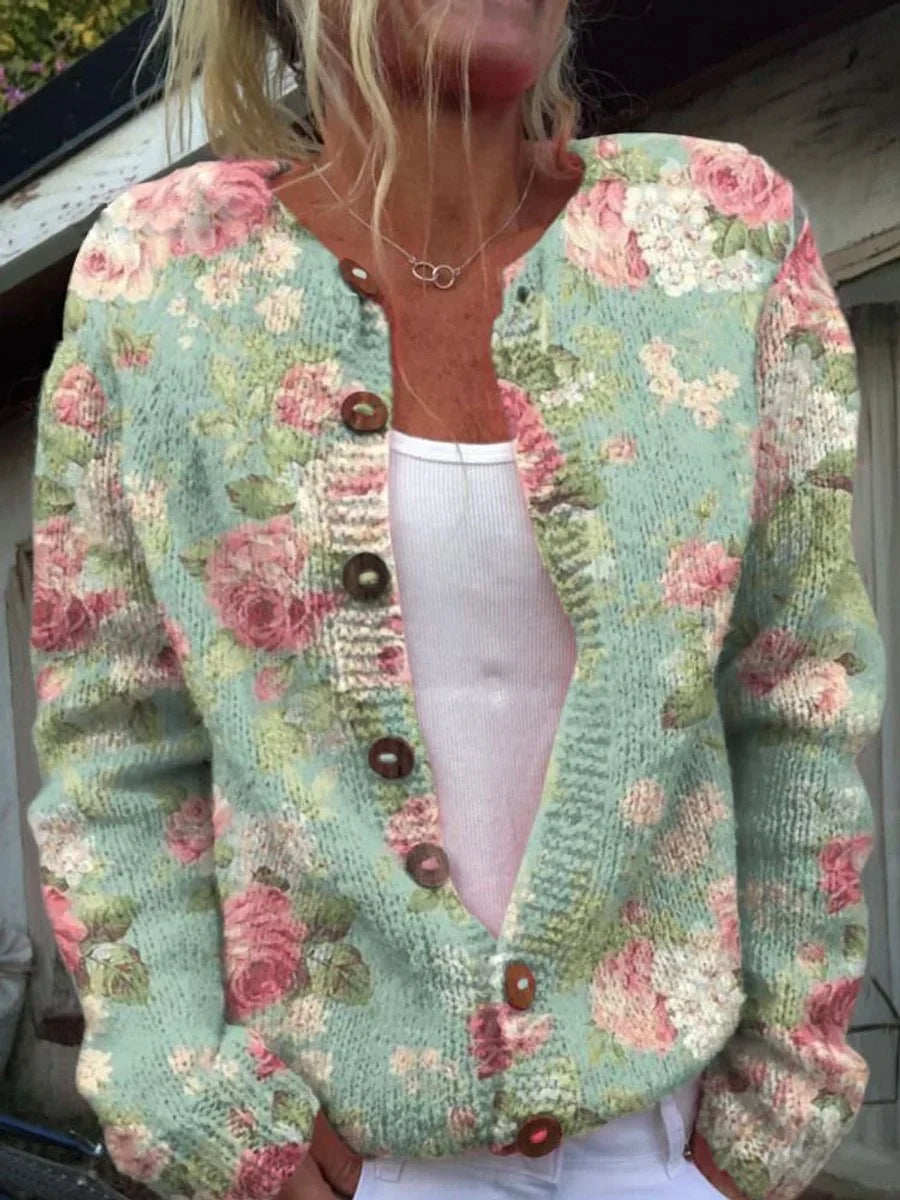 Women's Floral Embroidered Button-Front Knit Cardigan - photo 6