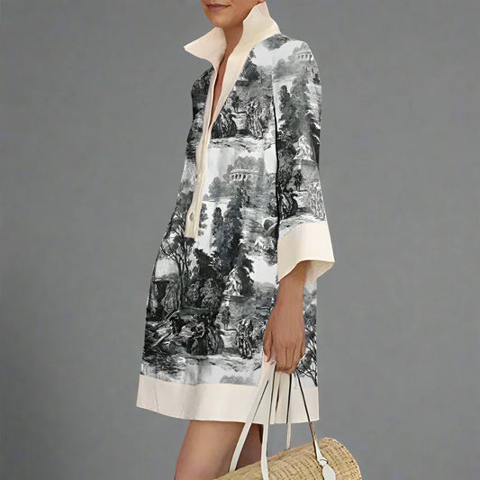 Women's Floral Tunic Dress with Round Neck - photo 1