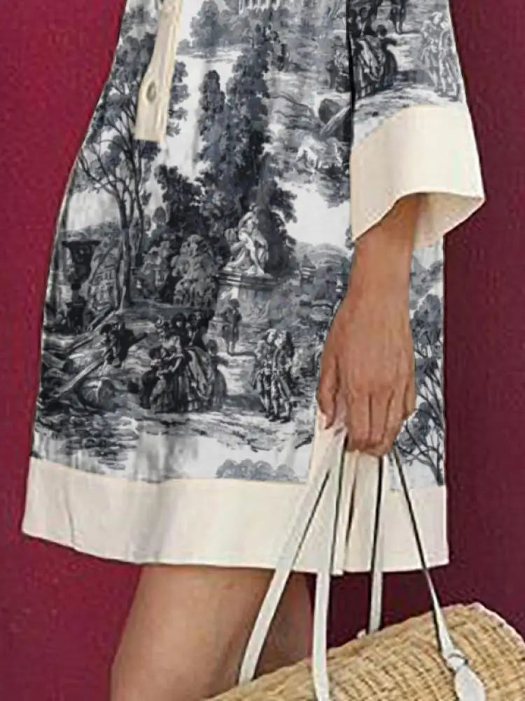 Women's Floral Tunic Dress with Round Neck - photo 6