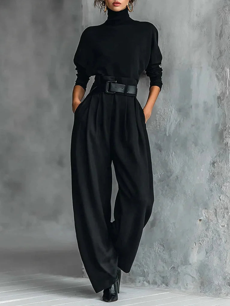 Women's High-Neck Wide-Leg Jumpsuit Set - photo 1