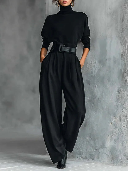 Women's High-Neck Wide-Leg Jumpsuit Set - photo 1