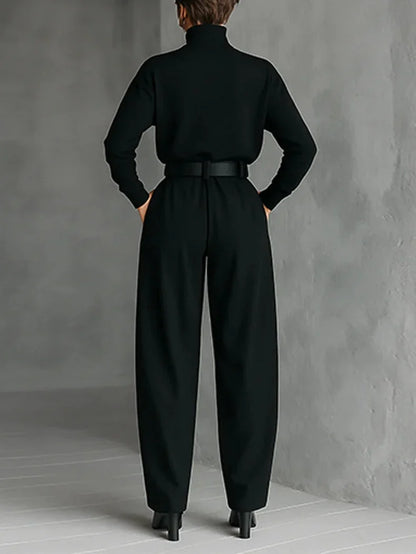 Women's High-Neck Wide-Leg Jumpsuit Set - photo 2