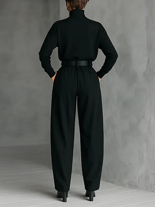 Women's High-Neck Wide-Leg Jumpsuit Set - photo 2