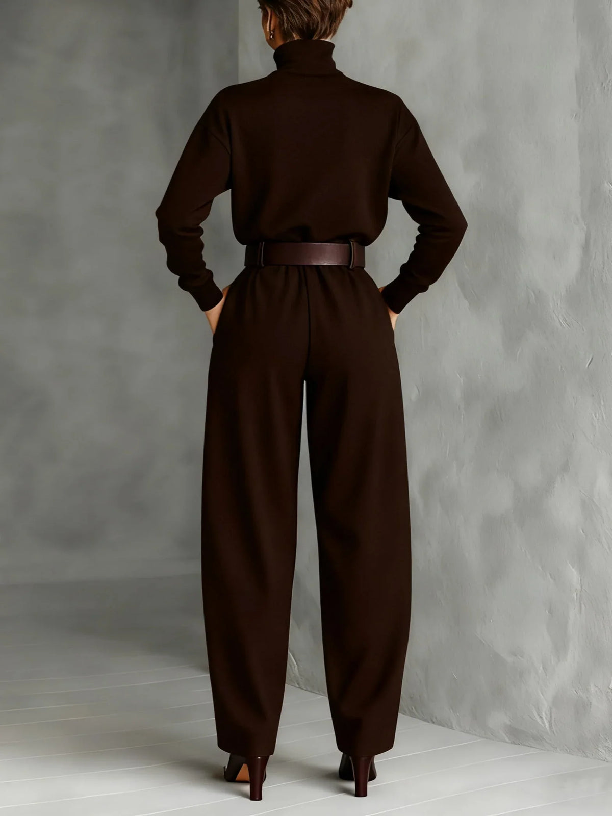 Women's High-Neck Wide-Leg Jumpsuit Set - photo 5