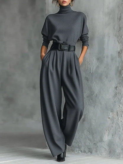 Women's High-Neck Wide-Leg Jumpsuit Set - photo 6