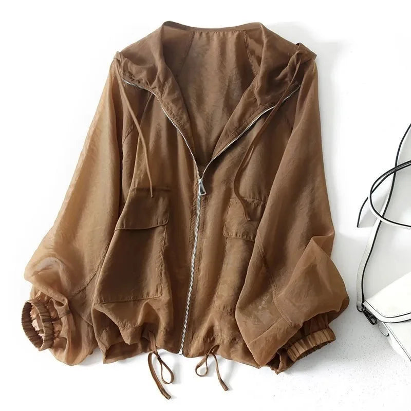 Women's Lightweight Hooded Jacket with Drawstring Waist - photo 1