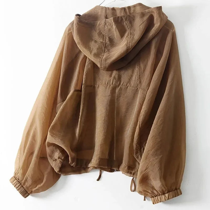 Women's Lightweight Hooded Jacket with Drawstring Waist - photo 2