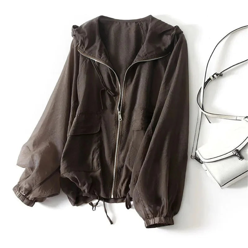 Women's Lightweight Hooded Jacket with Drawstring Waist - photo 3