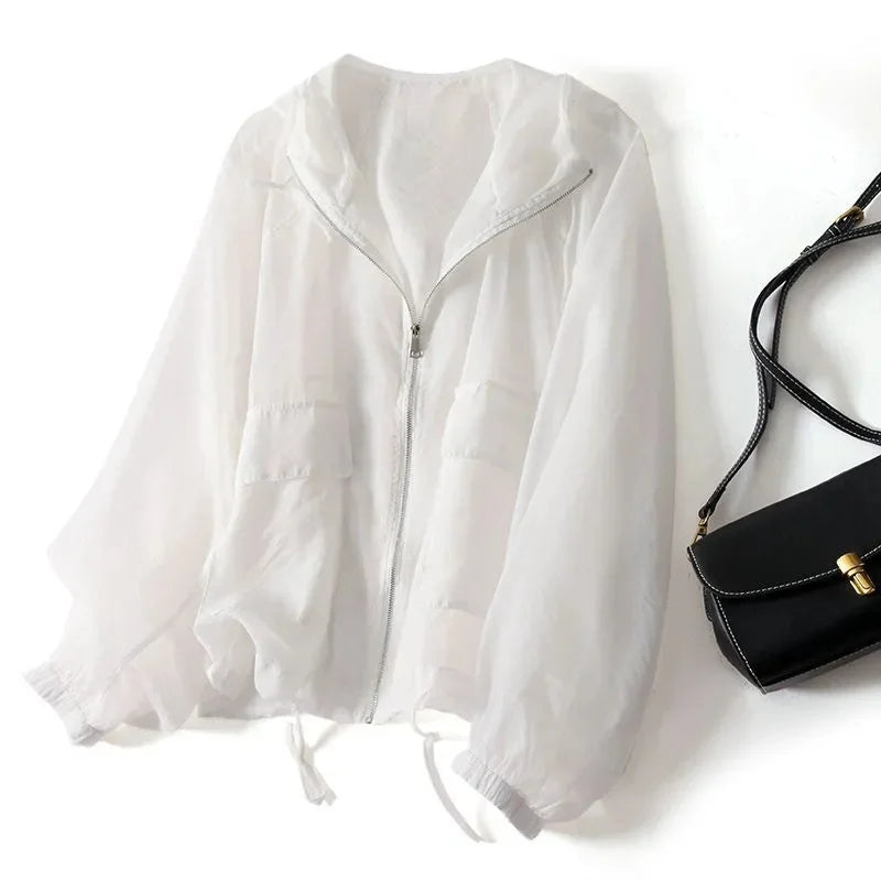 Women's Lightweight Hooded Jacket with Drawstring Waist - photo 4