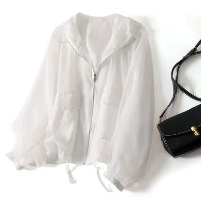Women's Lightweight Hooded Jacket with Drawstring Waist - photo 4