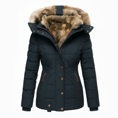 Women's Long Padded Coat with Zip Pockets - photo 6