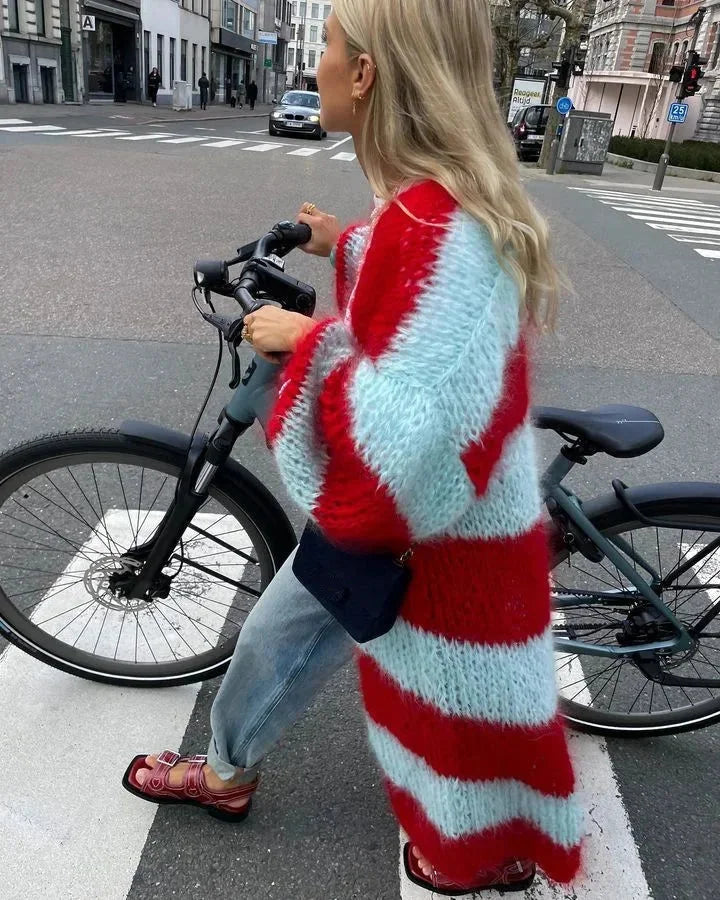 Women's Long Striped Cardigan - photo 4