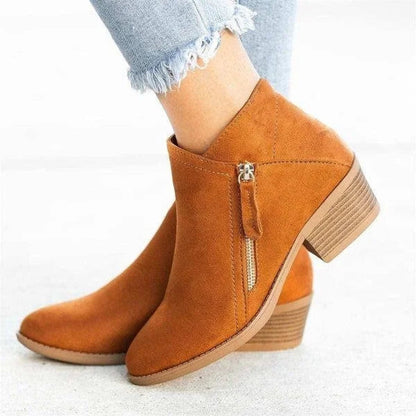 Women's Suede Ankle Boots with Low Heel